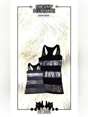 Rue 21 (2010-2012)  T2K Black Sequin Stripe Racerback Tank Top